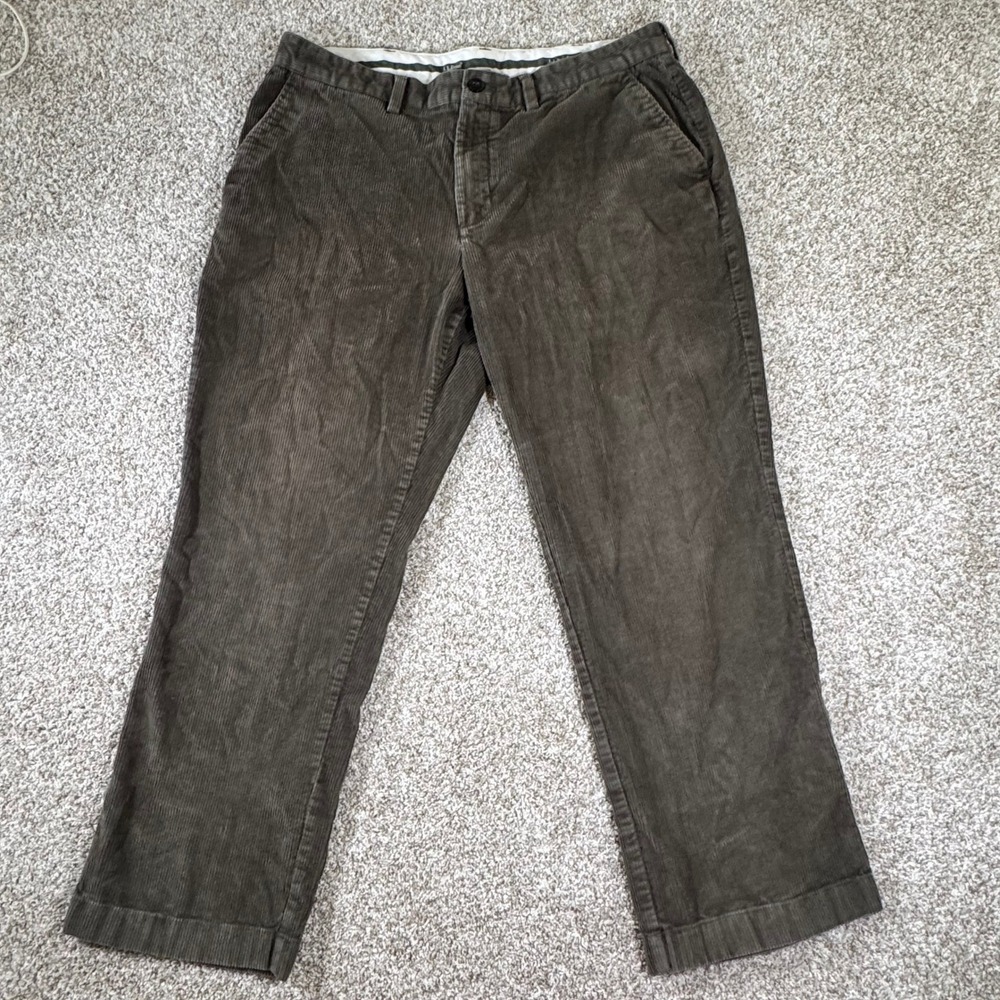 LL‎ Bean Vintage Mens Standard Fit Corduroy Pants Brown 38x30 Stretch Straight